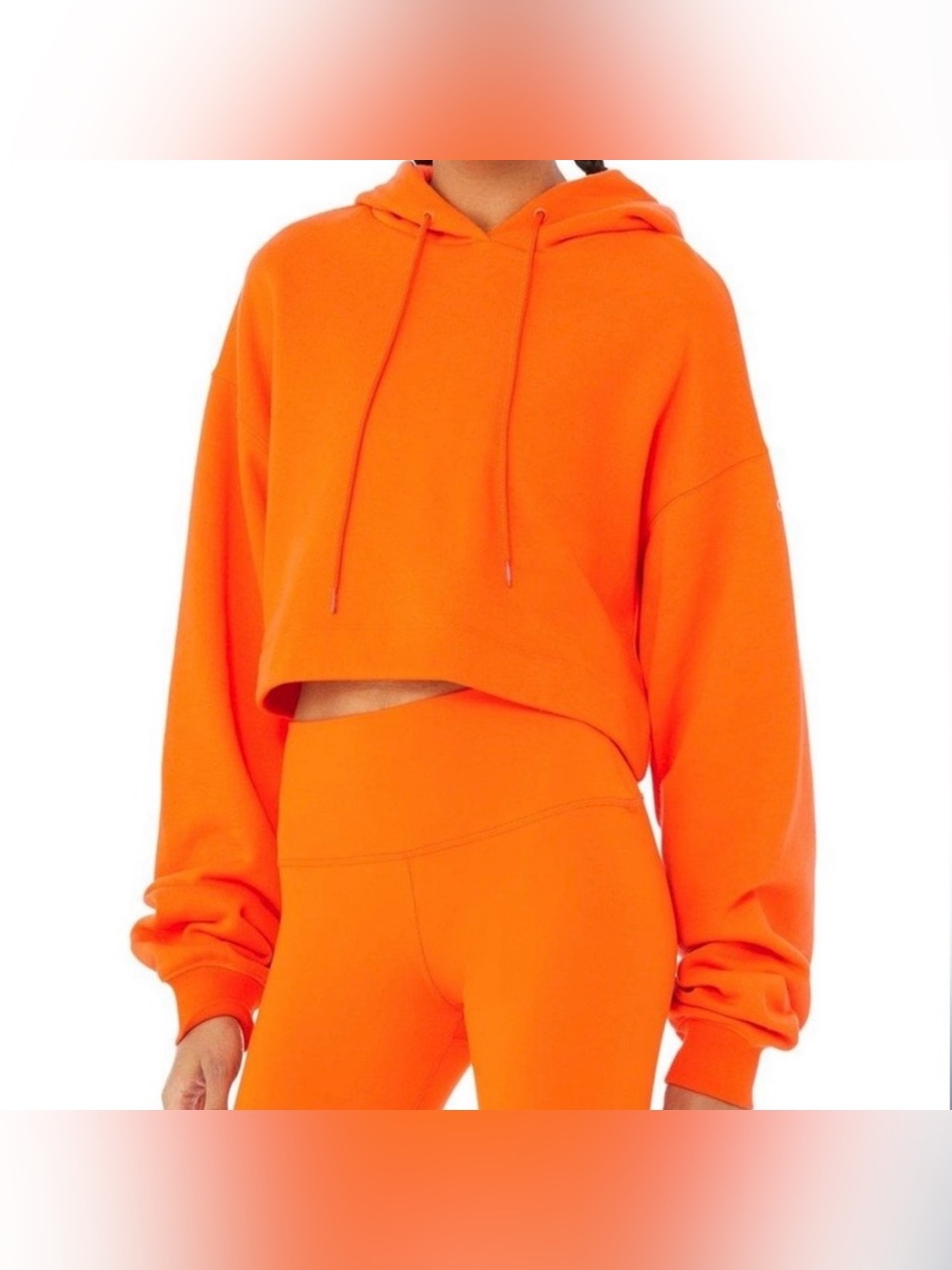 ALO Yoga Bae Hoodie Orange Cropped Pullover Oversized Hood Sweatshirt